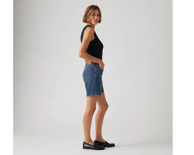 Levi's 501 Mid-thigh High Rise Straight Fit Denim Shorts In Blue