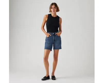 Levi's 501 Mid-thigh High Rise Straight Fit Denim Shorts In Blue