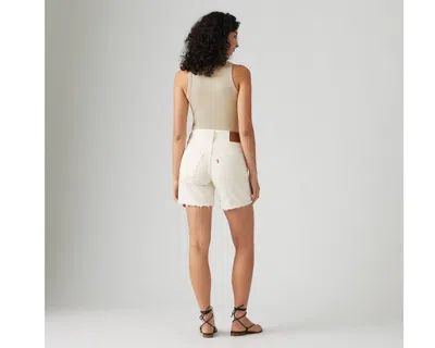 Levi's 501 Mid Thigh Shorts Ecru Booper No Damage In White