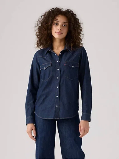 Levi's Iconic Western Denim Snap-up Shirt In Blue