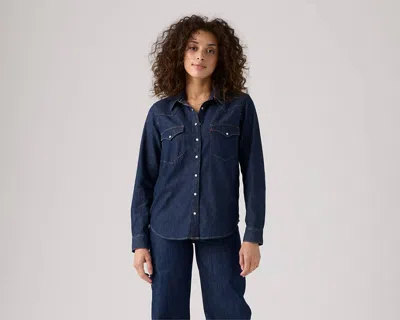 Levi's Iconic Western Denim Snap-up Shirt In Blue