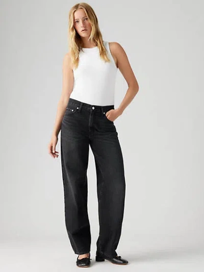 Levi's Cinch High Waist Baggy Wide Leg Jeans In Black