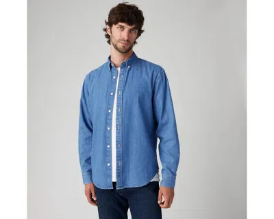 Levi's Shirts Man Levis A7210 0025 Authentic Button Down Woodrow Mid Wash In Blue