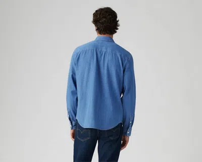 Levi's Shirts Man Levis A7210 0025 Authentic Button Down Woodrow Mid Wash In Blue