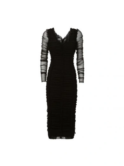 Shop Dolce & Gabbana Sheer Sheath Dress In Nero