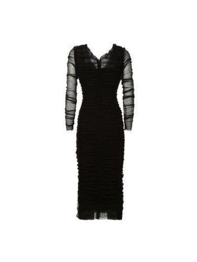 Shop Dolce & Gabbana Sheer Sheath Dress In Nero