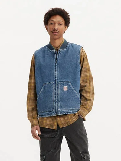 Levi's Workwear Sansome Padded Denim Vest In Navy