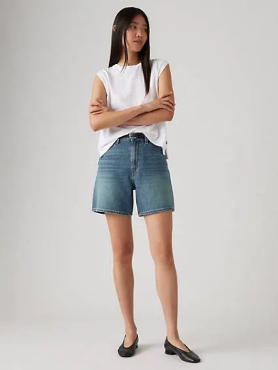 Levi's High Rise Baggy Linen+ Denim Shorts In Stop Flaxing Short