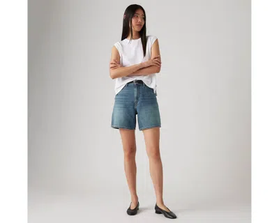 Levi's High Rise Baggy Linen+ Denim Shorts In Stop Flaxing Short