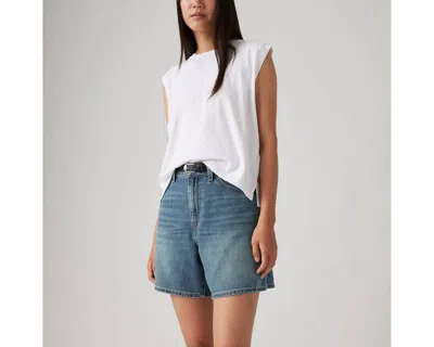 Levi's High Rise Baggy Linen+ Denim Shorts In Stop Flaxing Short
