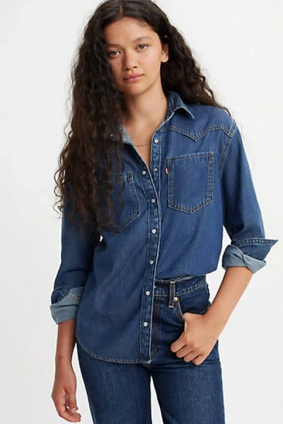 Levi's Iconic Western Denim Snap-up Shirt In Blue