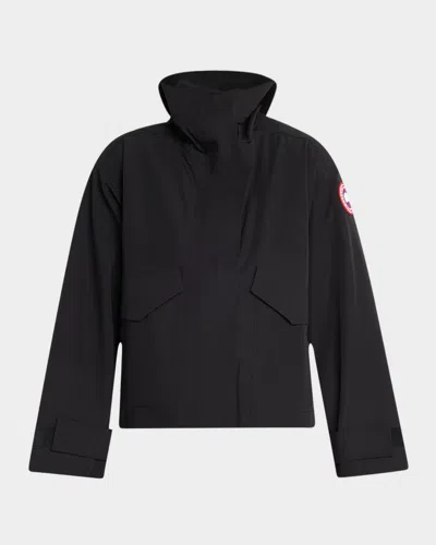 Canada Goose Womens Black Tofino Logo-patch Woven Rain Jacket In Black