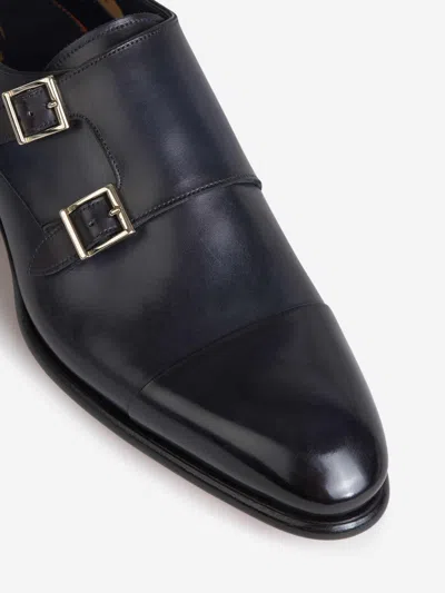 Santoni Ira Double Monk Strap Shoe In Black