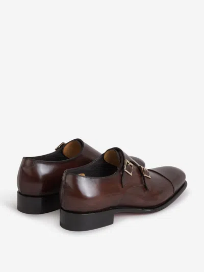 Santoni Ira Double Monk Strap Shoe In Brown