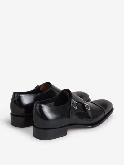 Santoni Ira Double Monk Strap Shoe In Black