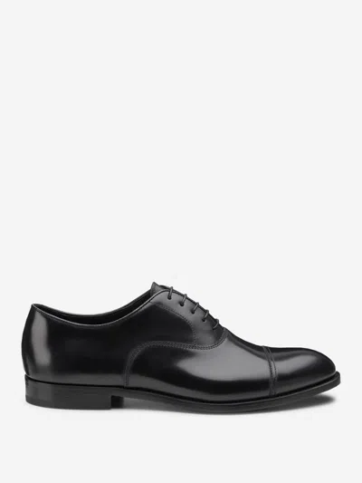 Doucal's High-shine Black Oxford Shoes With Lace-up Fastening In Black