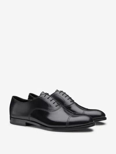 Doucal's High-shine Black Oxford Shoes With Lace-up Fastening In Black