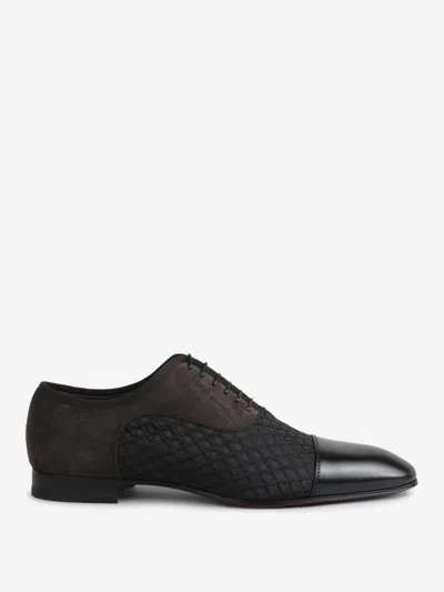 Christian Louboutin Greggo Leather-trimmed Oxford Shoes In Black