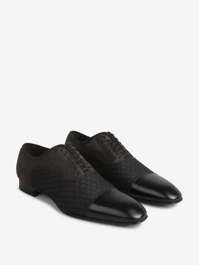 Christian Louboutin Greggo Leather-trimmed Oxford Shoes In Black