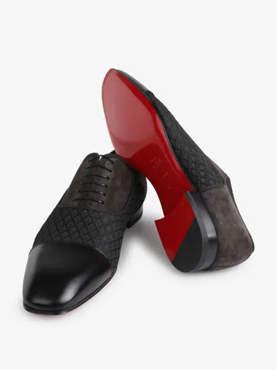Christian Louboutin Greggo Leather-trimmed Oxford Shoes In Black