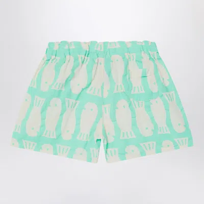 Bobo Choses Lucky Fish Aqua Green Shorts In Multicolor