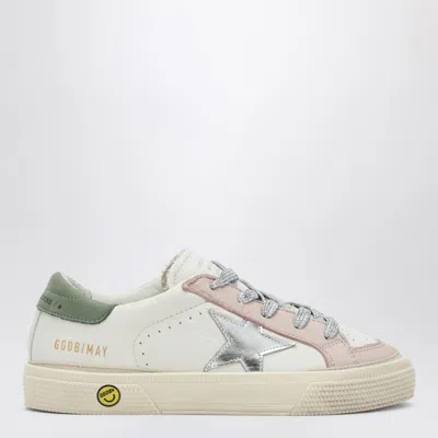 Golden Goose May Leather Sneakers With Metallic Star And Suede Heel Tab In Pink