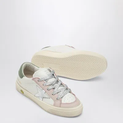 Golden Goose May Leather Sneakers With Metallic Star And Suede Heel Tab In Pink