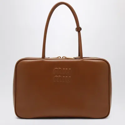 Miu Miu Beau Large Bag In Cognac Colour Leather In Brown