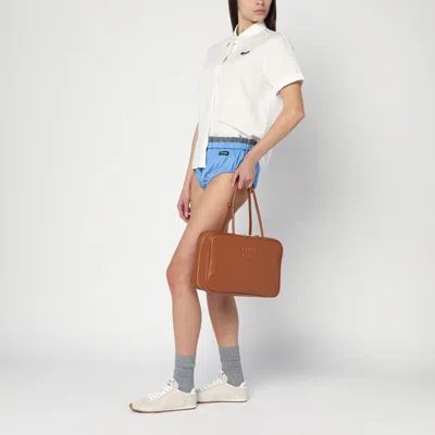 Miu Miu Beau Large Bag In Cognac Colour Leather In Brown