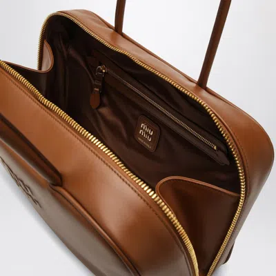 Miu Miu Beau Large Bag In Cognac Colour Leather In Brown