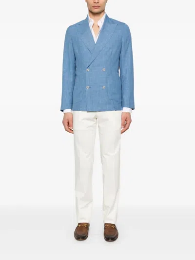 Barba Napoli Double-breasted Blazer In Blue