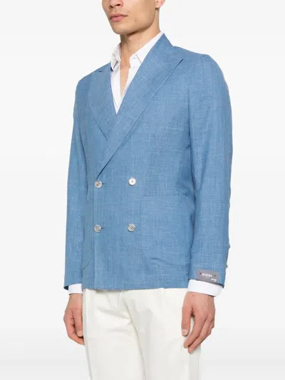 Barba Napoli Double-breasted Blazer In Blue