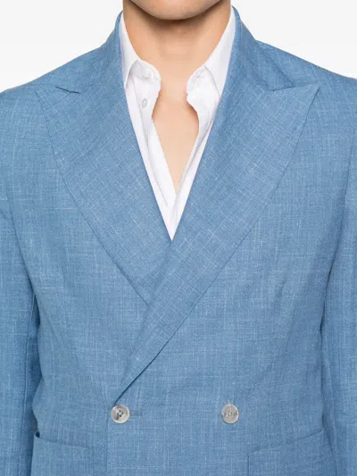 Barba Napoli Double-breasted Blazer In Blue