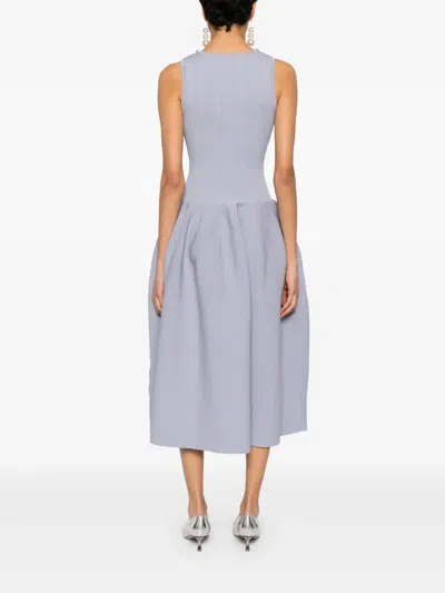 Self-portrait Diamante-trim Rib Knit Midi Dress In Blue