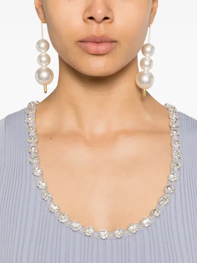 Self-portrait Diamante-trim Rib Knit Midi Dress In Blue