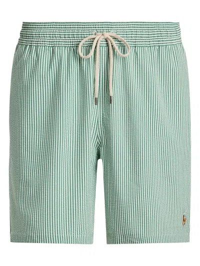 Polo Ralph Lauren White/green Striped Swim Trunks