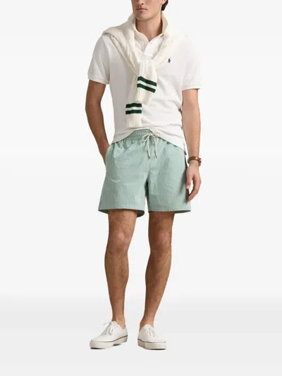 Polo Ralph Lauren White/green Striped Swim Trunks