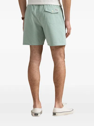 Polo Ralph Lauren White/green Striped Swim Trunks