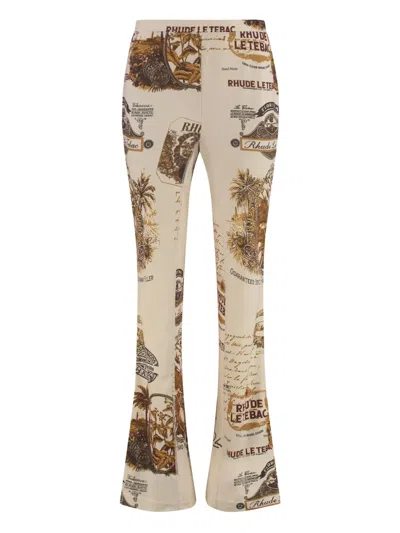 Rhude Flared Trousers In Beige