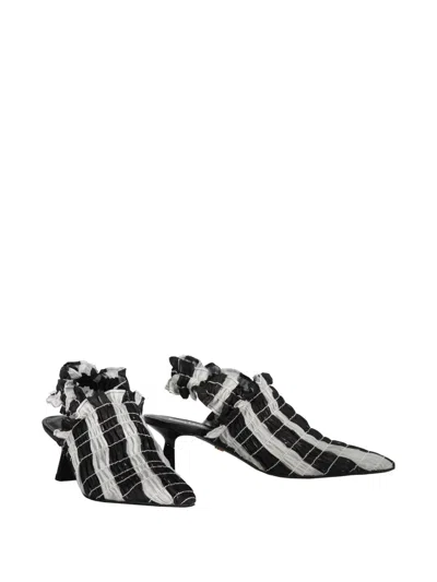Amy Crookes 50mm Striped Mules In Black