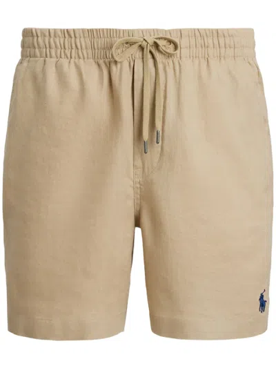 Polo Ralph Lauren Beige Solid Color Mid-trunk Swim Trunks