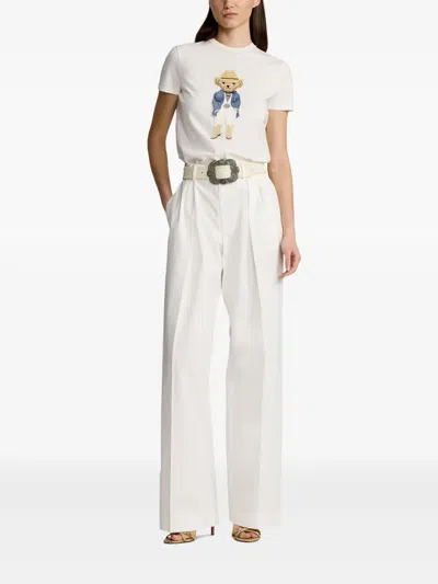 Ralph Lauren Bear Graphic Print Tshirt In White