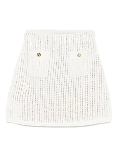 Self-portrait Self Portrait 'crochet' Skirt In White Cotton Blend