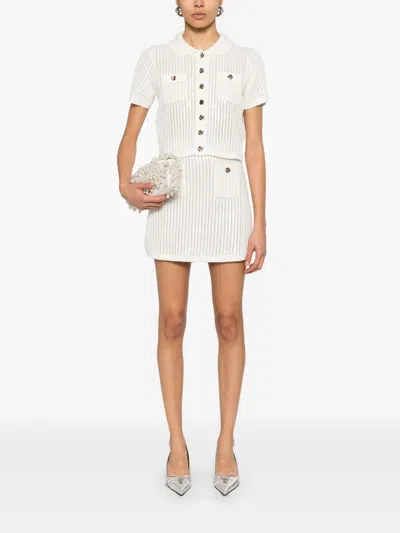 Self-portrait Self Portrait 'crochet' Skirt In White Cotton Blend