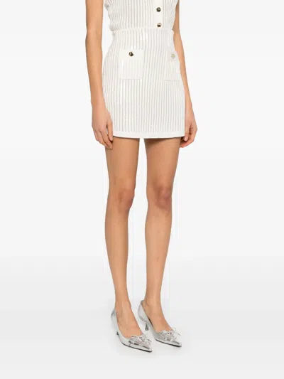 Self-portrait Self Portrait 'crochet' Skirt In White Cotton Blend