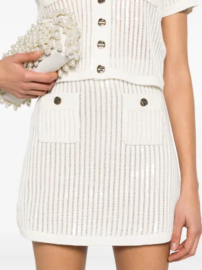 Self-portrait Self Portrait 'crochet' Skirt In White Cotton Blend