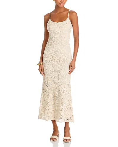 Bardot Adoni Crochet Midi Dress In Lght Beige