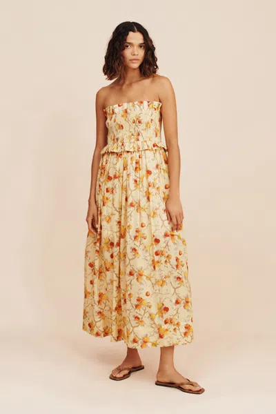 The Posse Coby Strapless Dress In Citrus Floral