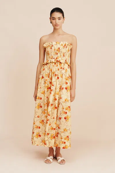 The Posse Coby Strapless Dress In Citrus Floral