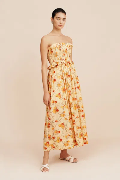 The Posse Coby Strapless Dress In Citrus Floral
